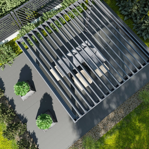 Zestaw Pergola ogrodowa tarasowa aluminiowa NORDVIC Skyline 3 x 3 m Antracyt + Roleta 3 m